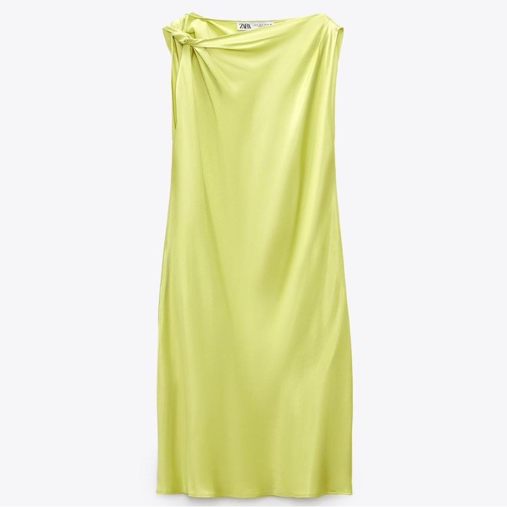 Zara Lime Satin Dress